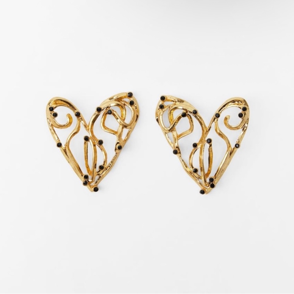 ZARA Textured Heart Earrings